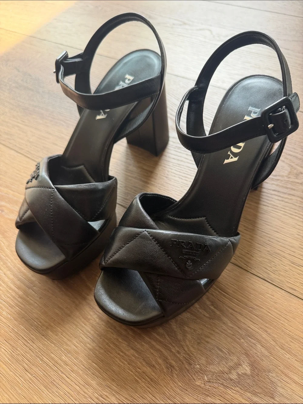 Prada Black Quilted Leather Platform Sandals